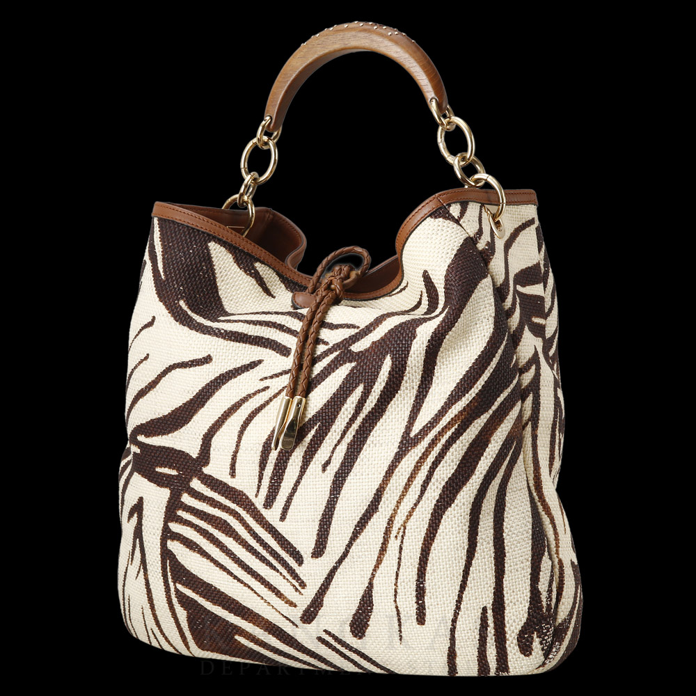FERRAGAMO(USED)페레가모 시즌 우드 라탄 쇼퍼백